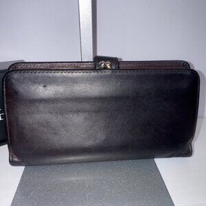 Vintage Coach Mahogany Leather Bifold Long Wallet Kisslock Coin 7.5x4 GUC*